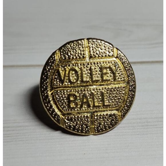 Volleyball Letterman Jacket Pin Sports Athlete Team Varsity Gold Tone - Picture 1 of 3